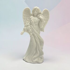 Ivory Angel Sculpture Figurine - Serene Ceramic Décor